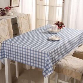 PVC Tasteless Waterproof Tablecloth Transparent Soft Glass Table Mat Stripe Grid Printing  - 90cm x 137cm 01