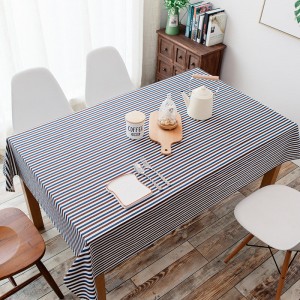 Cotton and Linen Simple Pastoral Tablecloth Geometric Tectangular Table Cover with Color Stripes Simple Geometric Tablecloth Col